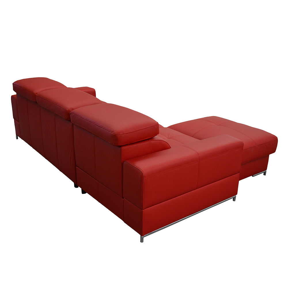 Maxima House Natural Leather Red Sleeper Sectional Sofa BAZALT with storage, SALE