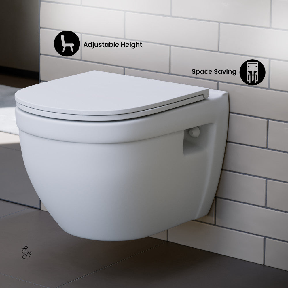 Swiss Madison Ivy Wall-Hung Elongated Toilet Bowl Only in Matte White