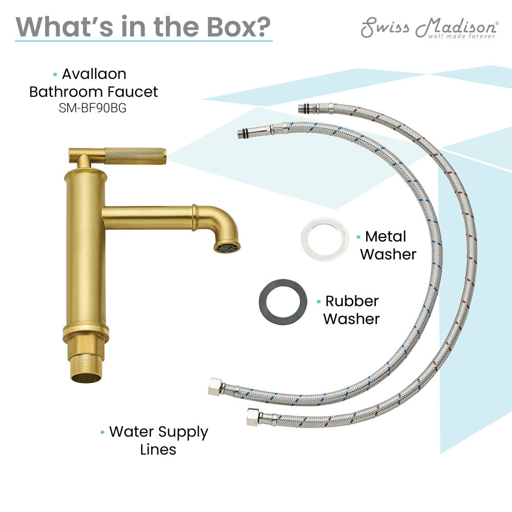 Swiss Madison Avallon Single Hole, Single-Handle Sleek, Bathroom Faucet in Brushed Gold