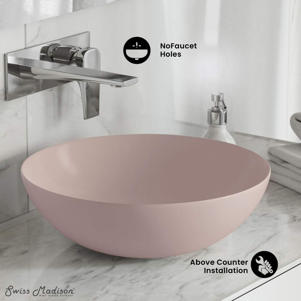 Swiss Madison Classe 16 Color Ceramic Sink in Matte Pink