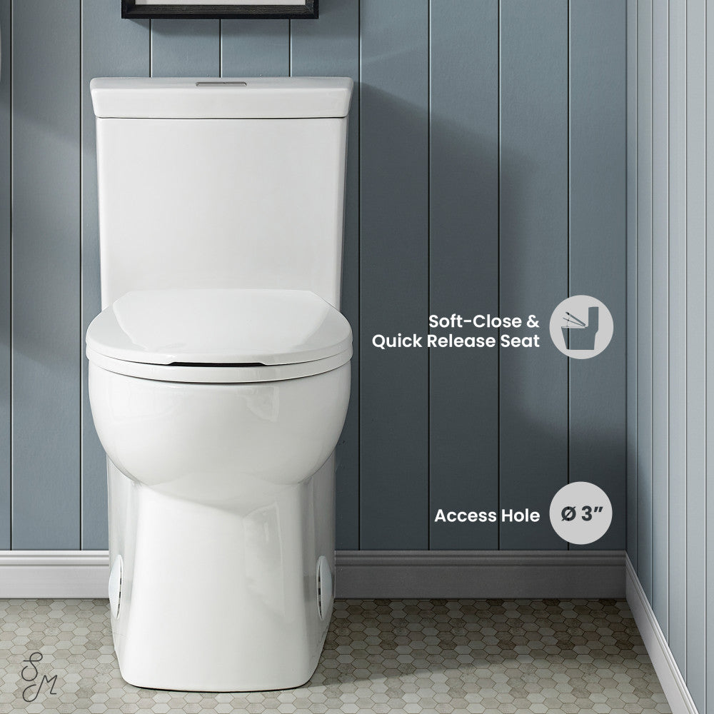 Swiss Madison Classe One-Piece 12" Rough-in 1.1/1.6 GPF Dual Top Flush Elongated Toilet in Glossy White