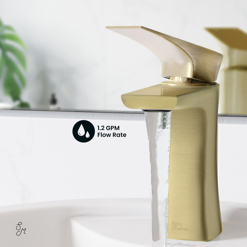 Swiss Madison Monaco Single Hole, Single-Handle, Bathroom Faucet in Brushed Gold