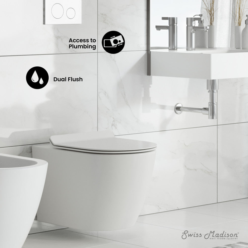 Swiss Madison St. Tropez Wall Hung Toilet Bundle (SM-WT449, SM-WC424, SM-WC001C)