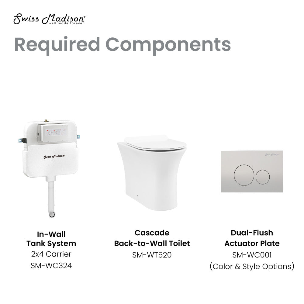 Swiss Madison Cascade Back-to-Wall Elongated Toilet Bowl