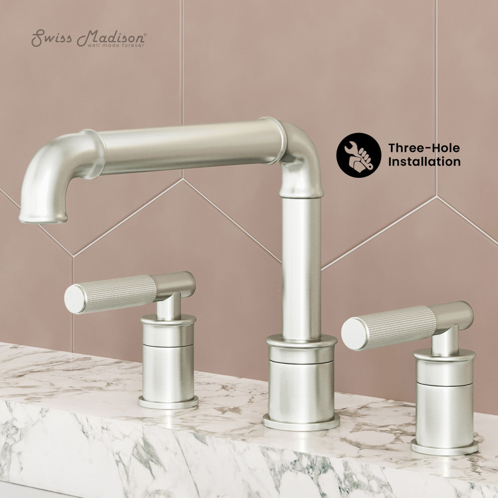 Swiss Madison Avallon 8 in. Widespread, Sleek Handle, Bathroom Faucet in Brushed Nickel