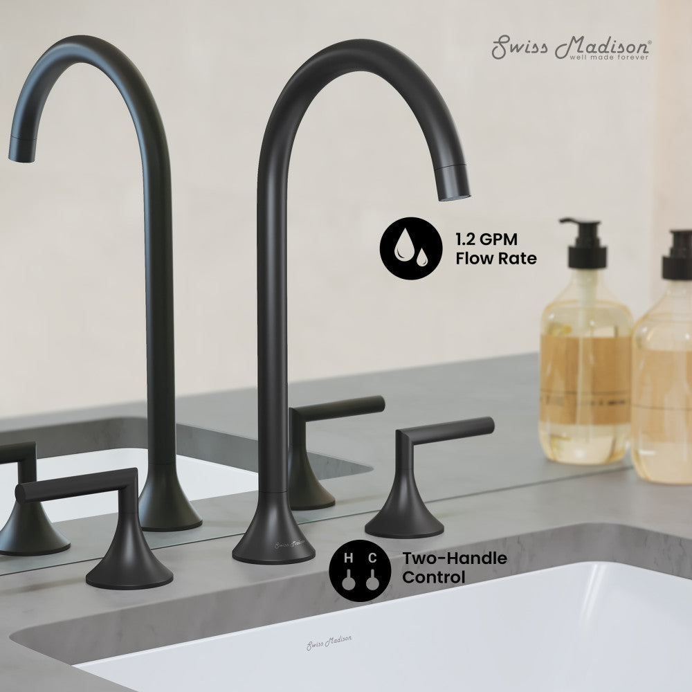 Swiss Madison Daxton 8 in. Widespread Bathroom Faucet in Matte Black