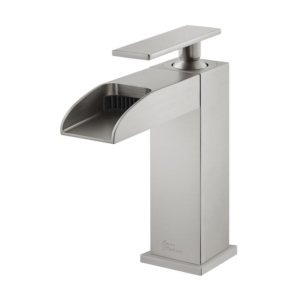 Swiss Madison Concorde Single Hole, Single-Handle, Waterfall Bathroom Faucet in Brushed Nickel