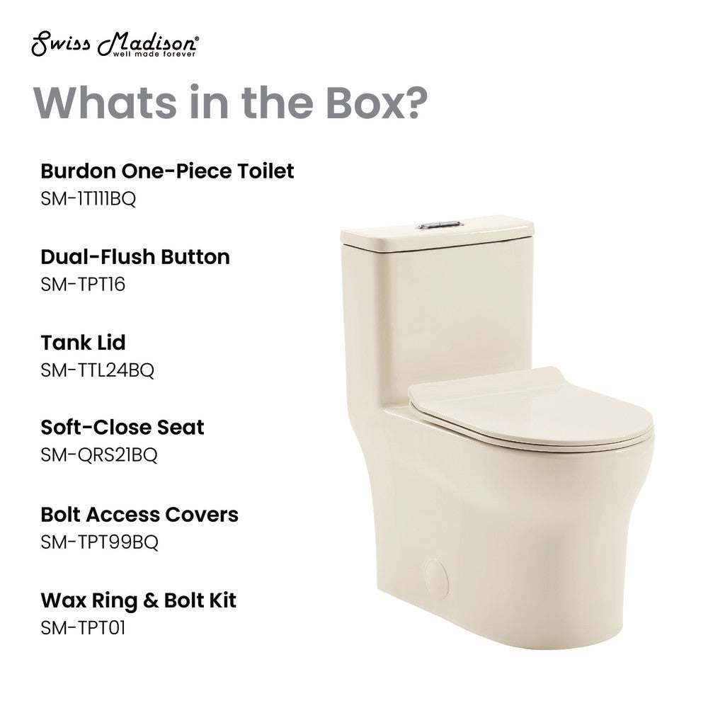 Swiss Madison Burdon One Piece Elongated Toilet Dual Flush 1.1/1.6 gpf in Bisque
