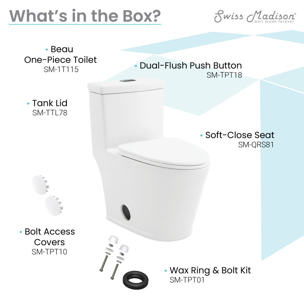 Swiss Madison Beau One-Piece Elongated Toilet Dual-Flush 1.1/1.6 gpf