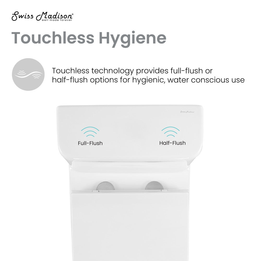 Swiss Madison Carre One-Piece Square Toilet Dual-Flush 1.1/1.6 gpf, Touchless