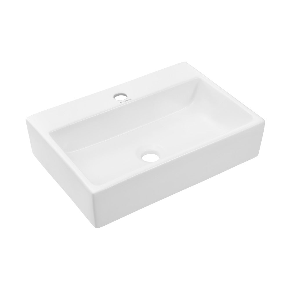 Swiss Madison Claire 20 Rectangle Ceramic Vessel Sink, Matte White