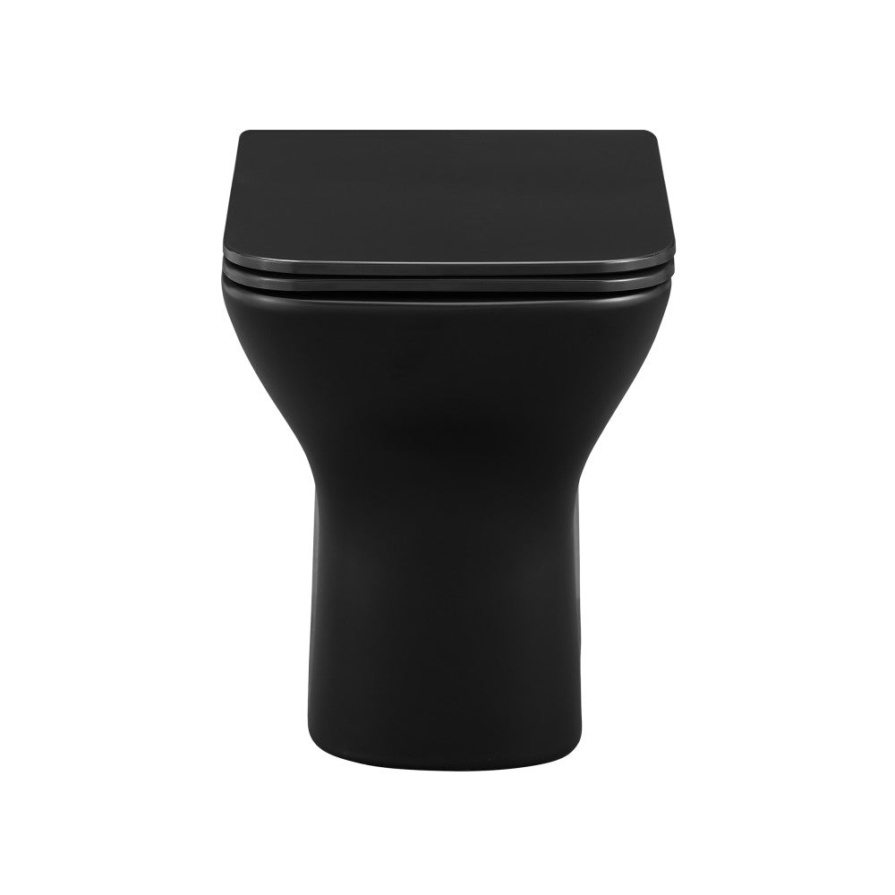 Swiss Madison Carre Back-to-Wall Elongated Toilet Bowl in Matte Black