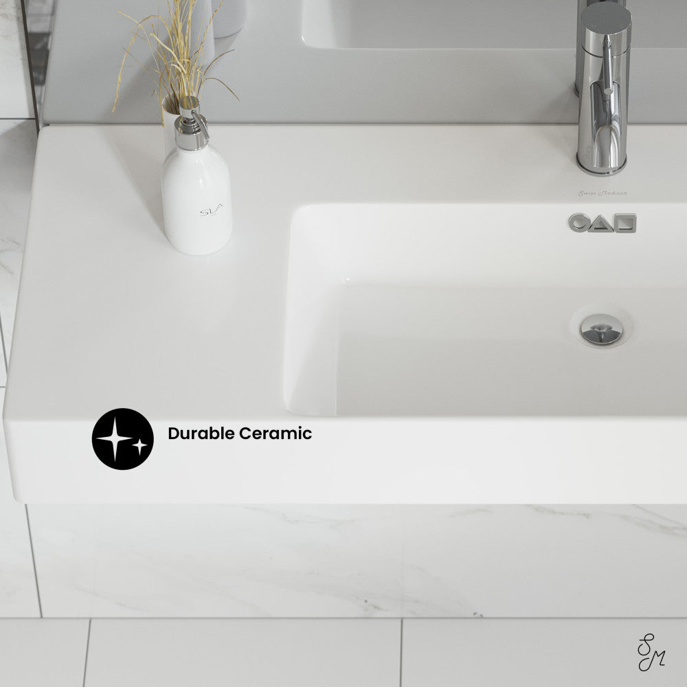 Swiss Madison St. Tropez 36" Rectangle Wall-Mounted Sink with Right Side Faucet Mount