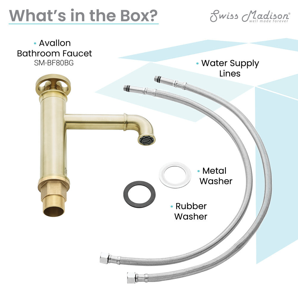 Swiss Madison Avallon Single Hole, Single-Handle Wheel, Bathroom Faucet in Brushed Gold