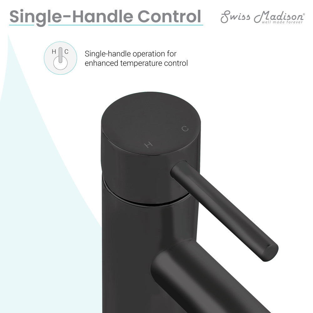 Swiss Madison Ivy Single Hole, Single-Handle, High Arc Bathroom Faucet in Matte Black
