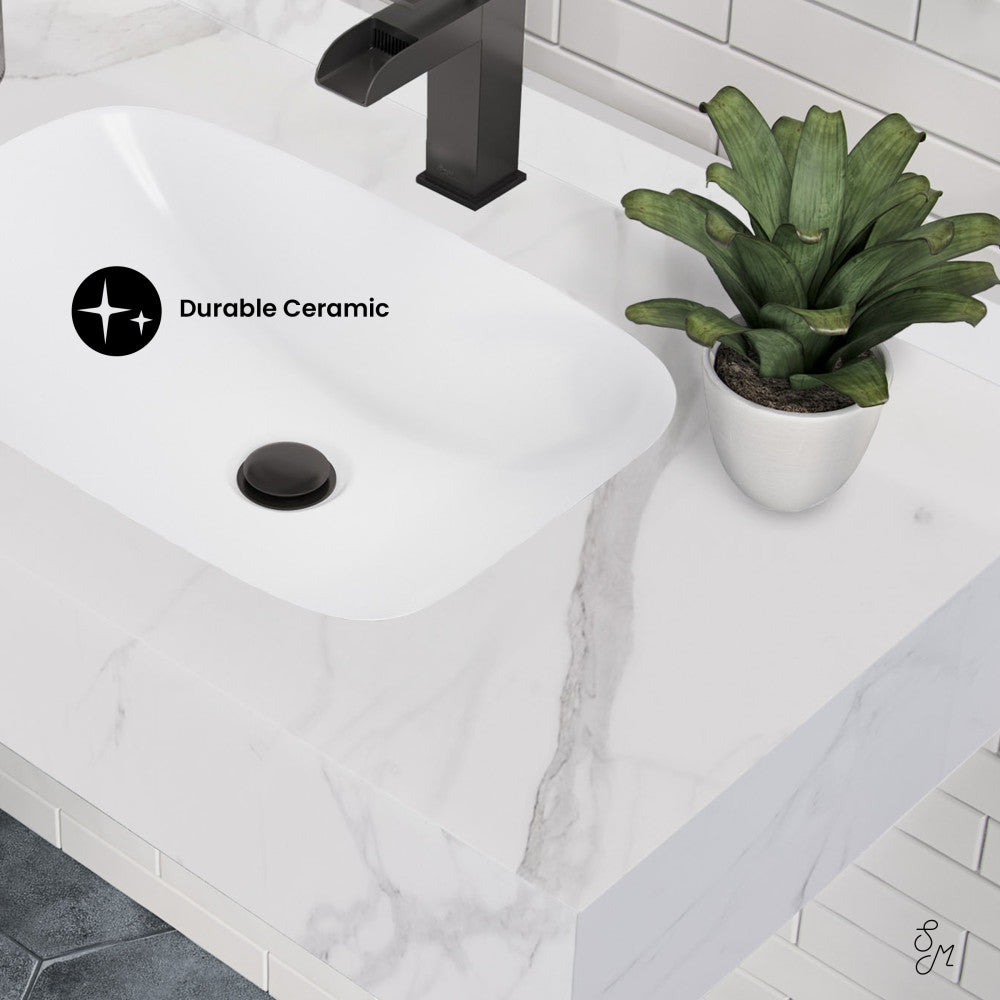 Swiss Madison Avancer 36'' Wall Mount Sink In White Marble