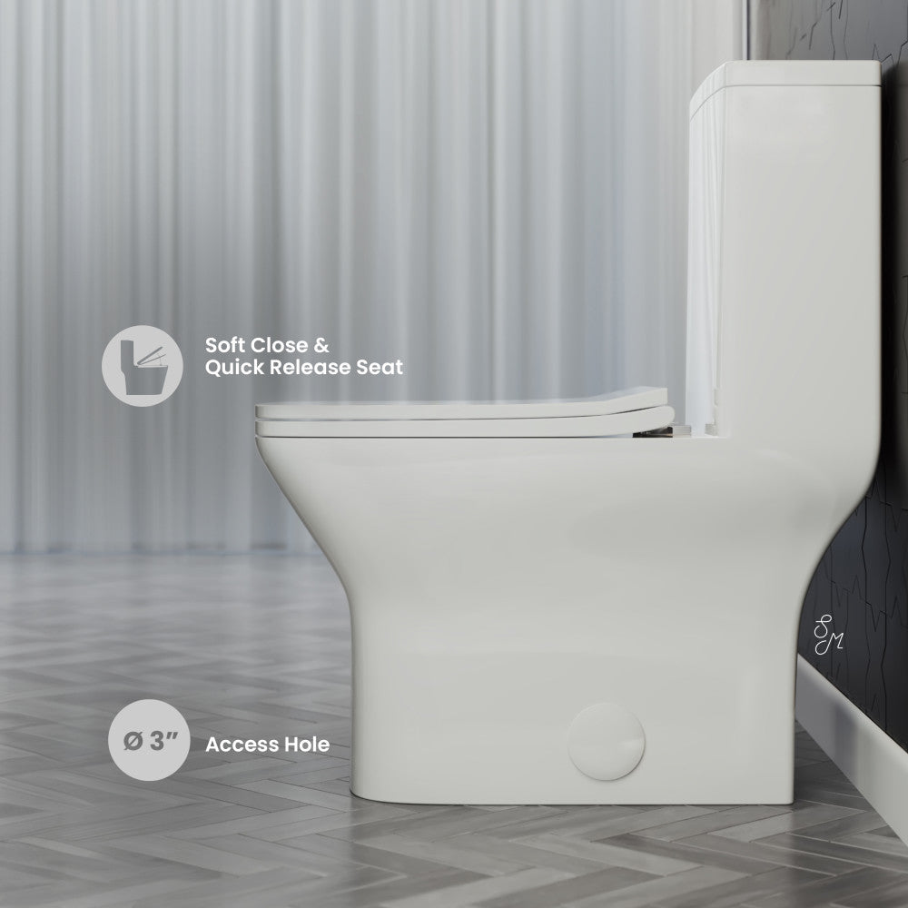 Swiss Madison Carre One Piece Square Toilet Left Side Flush, 10" Rough-In 1.28 gpf