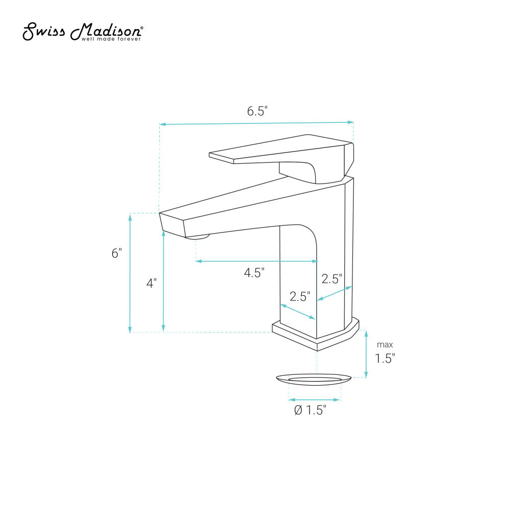 Swiss Madison Voltaire Single Hole, Single-Handle, Bathroom Faucet in Gunmetal Grey