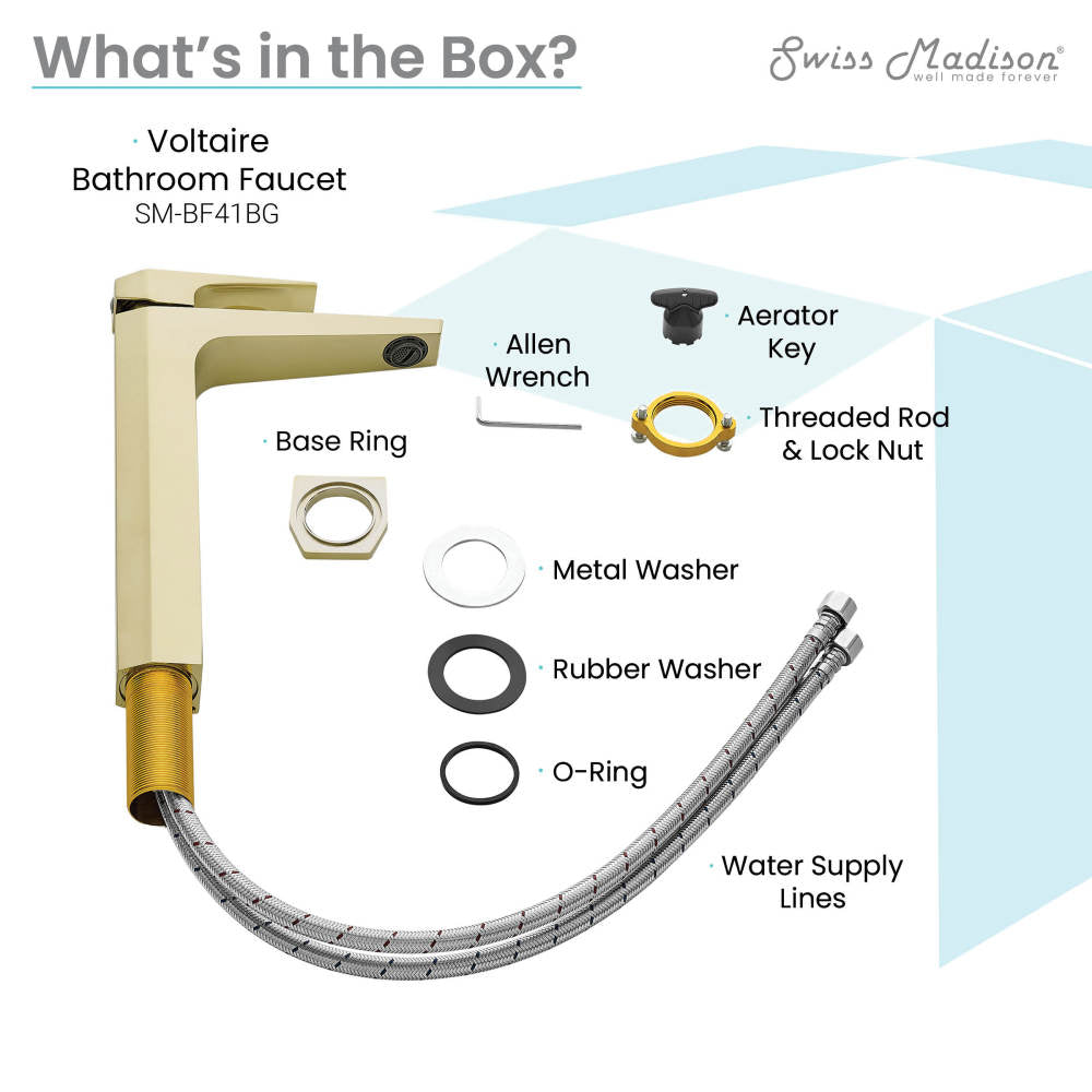 Swiss Madison Voltaire Single Hole, Single-Handle, High Arc Bathroom Faucet in Brushed Gold