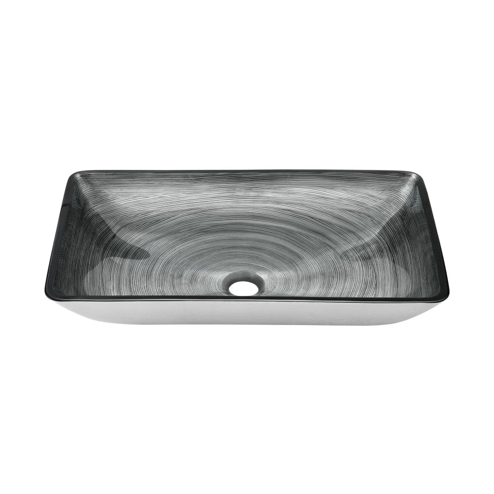 Swiss Madison Cascade Rectangular Glass Vessel Sink with Faucet, Smoky Grey