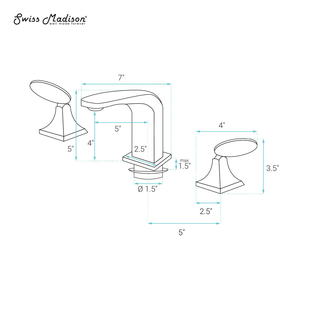 Swiss Madison Chateau 8 in. Widespread, 2-Handle, Bathroom Faucet in Chrome