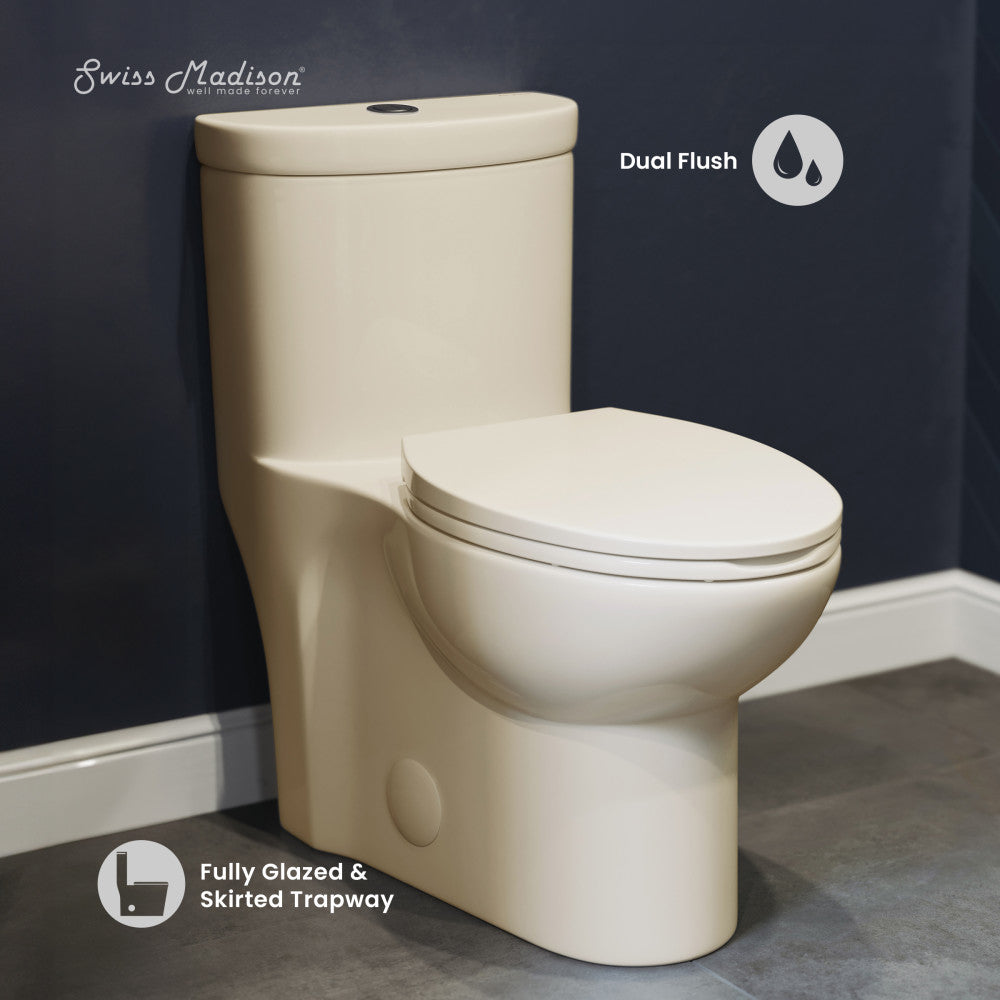 Swiss Madison Sublime One-Piece Elongated Dual-Flush Toilet in Bisque 1.1/1.6 gpf