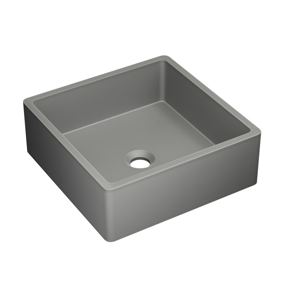 Swiss Madison Lisse 15" Square Concrete Vessel Bathroom Sink in Dark Grey