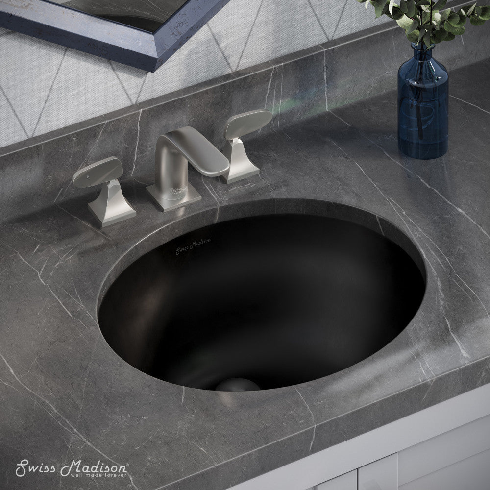 Swiss Madison Monaco 19" Ceramic Undermount Bathroom Sink in Matte Black