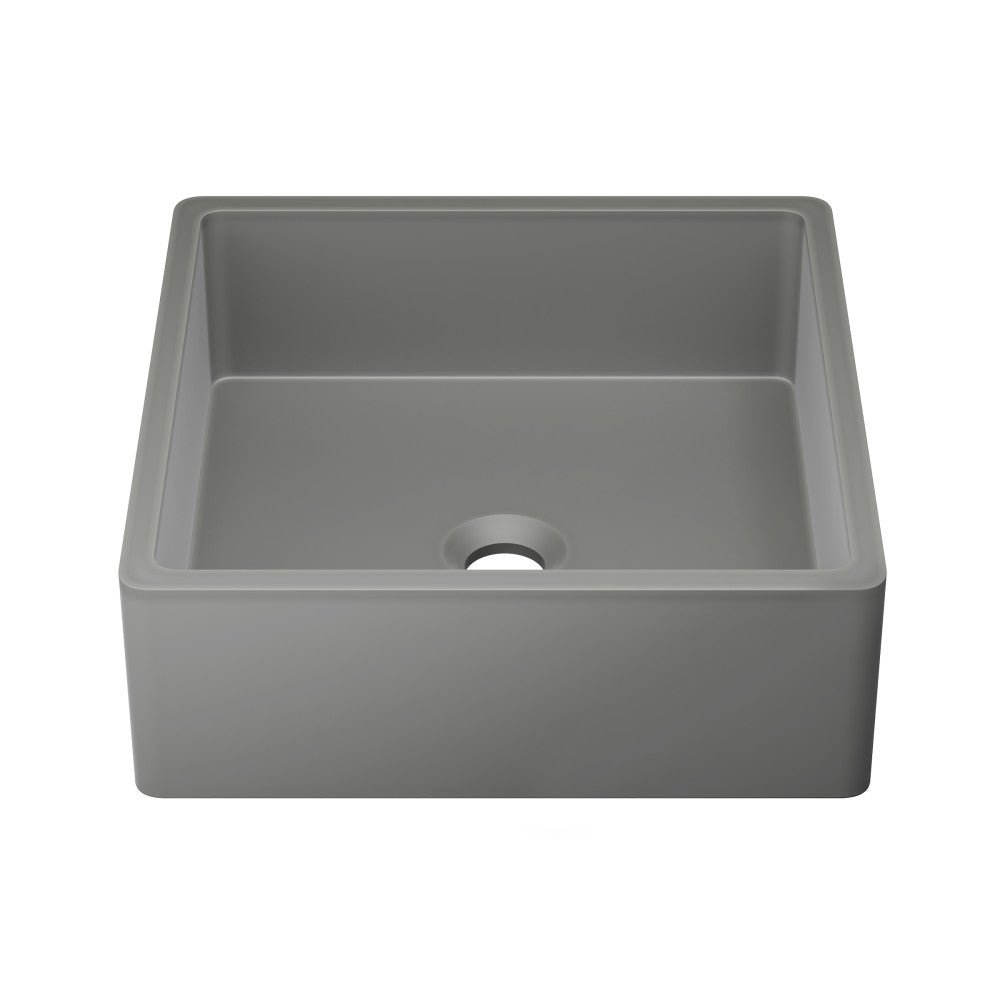 Swiss Madison Lisse 15" Square Concrete Vessel Bathroom Sink in Dark Grey