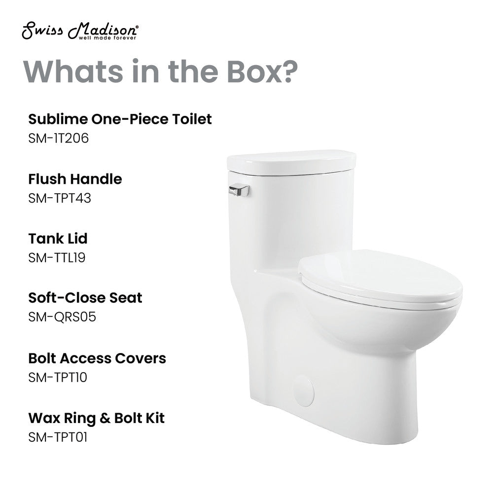 Swiss Madison Sublime One-Piece Elongated Left Side Flush Handle Toilet 1.28 gpf