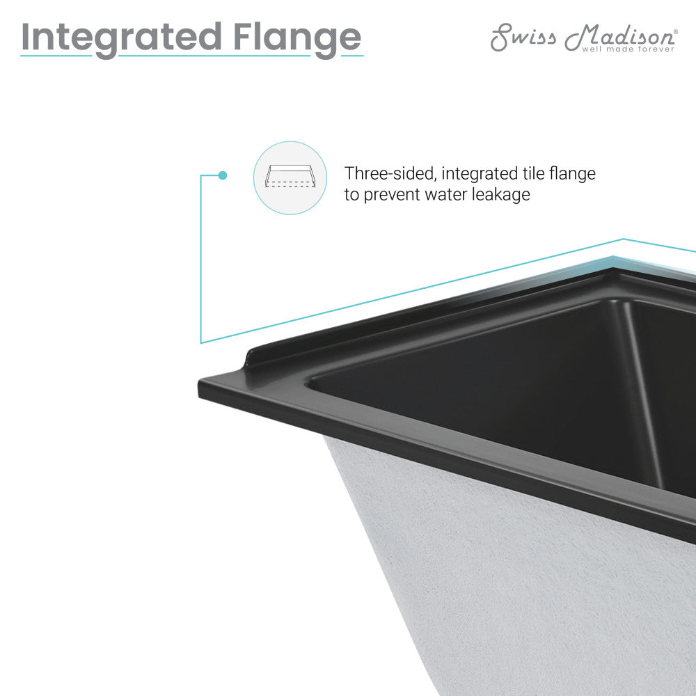 Swiss Madison Voltaire 48" x 32" Left-Hand Drain Alcove Bathtub in Matte Black