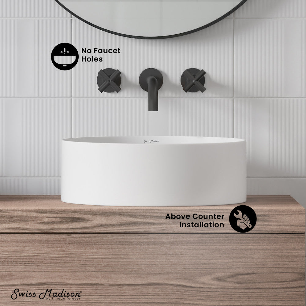 Swiss Madison Beau 16.5" Round Vessel Bathroom Sink in Matte White