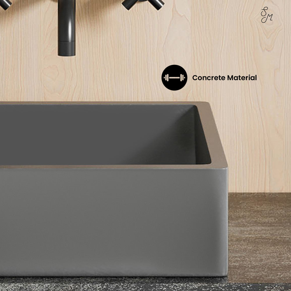 Swiss Madison Lisse 15" Square Concrete Vessel Bathroom Sink in Dark Grey