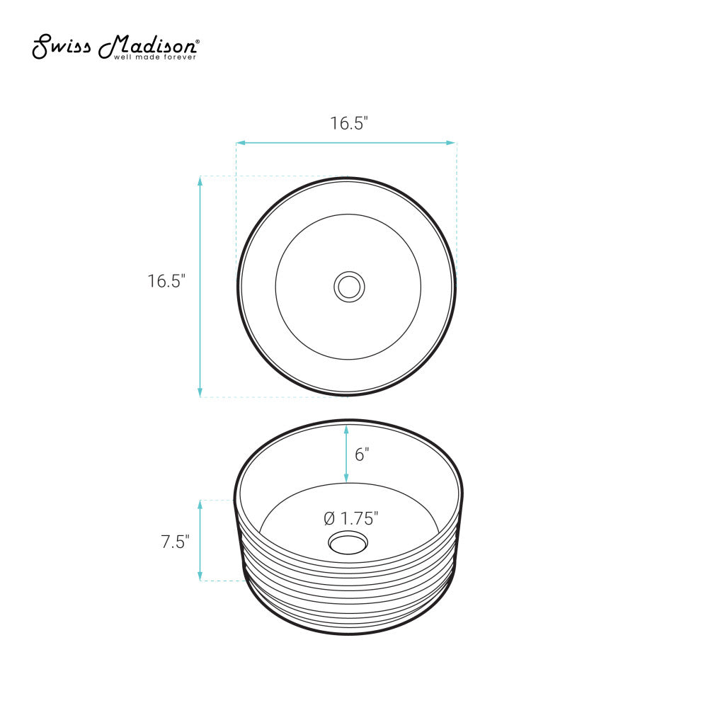 Swiss Madison Adour 16'' Vessels Sink in White