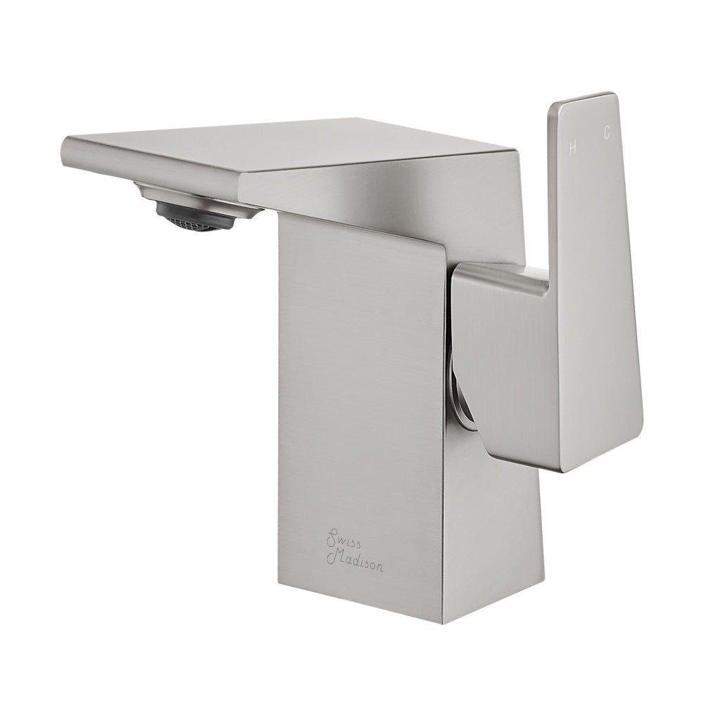 Swiss Madison Carre Single Hole, Single-Handle, Bathroom Faucet in Brushed Nickel