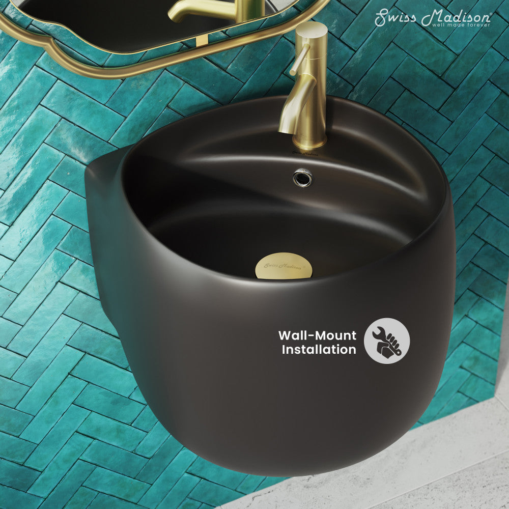 Swiss Madison Ivy Wall-Mount Sink in Matte Black