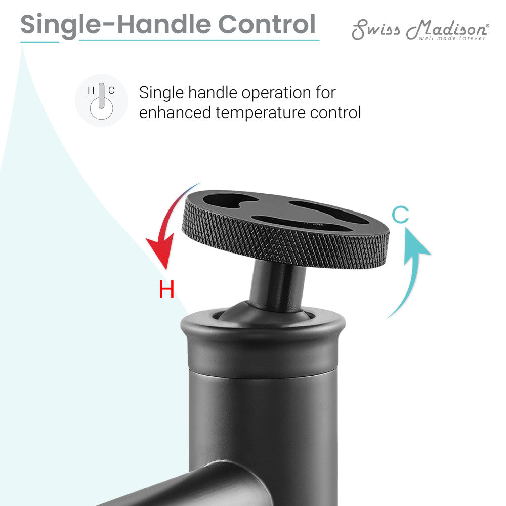 Swiss Madison Avallon Single Hole, Single-Handle Wheel, Bathroom Faucet in Matte Black