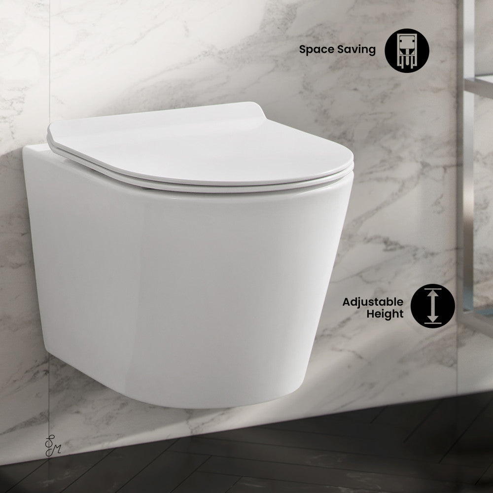 Swiss Madison Swiss Madison Well Made Forever SM-WK465-01C - Calice Wall-Hung Round Toilet Bundle, Glossy White