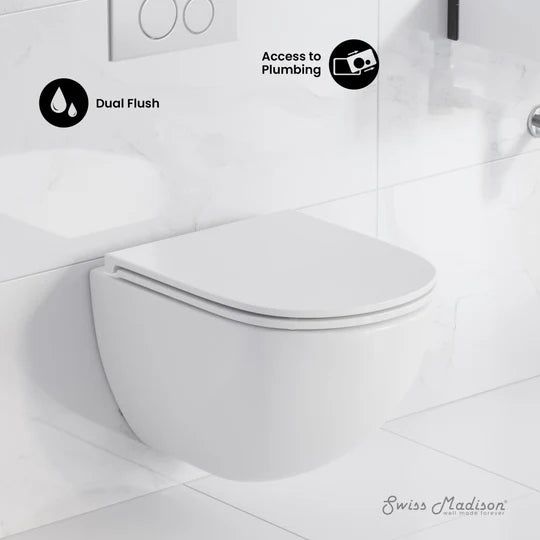 Swiss Madison Swiss Madison Well Made Forever SM-WK449-01W - St. Tropez Wall Hung Toilet Bundle, Glossy White