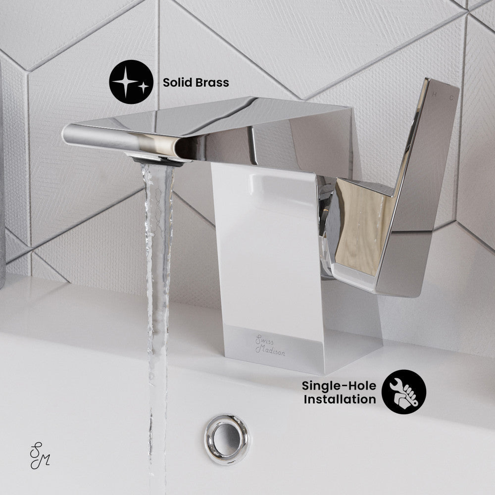 Swiss Madison Carre Single Hole, Single-Handle, Bathroom Faucet in Chrome