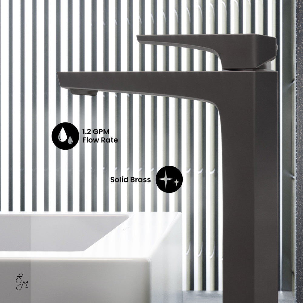 Swiss Madison Voltaire Single Hole, Single-Handle, High Arc Bathroom Faucet in Gunmetal Grey