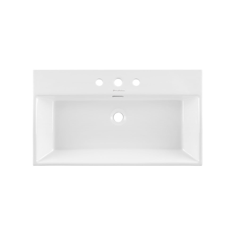Swiss Madison Claire 30" Console Sink White Basin Chrome Legs with 8" Widespread Holes