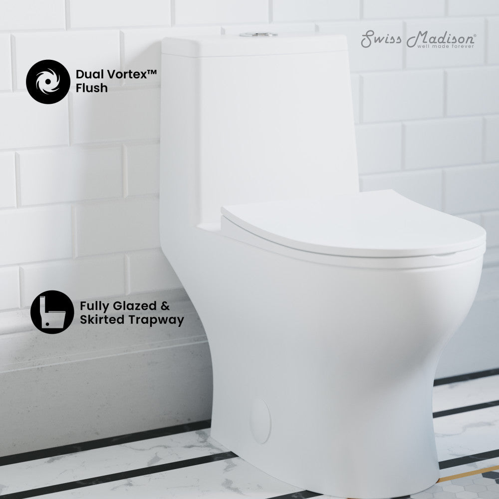 Swiss Madison Ivy One-Piece Elongated Toilet Vortex Dual-Flush 1.1/1.6 gpf