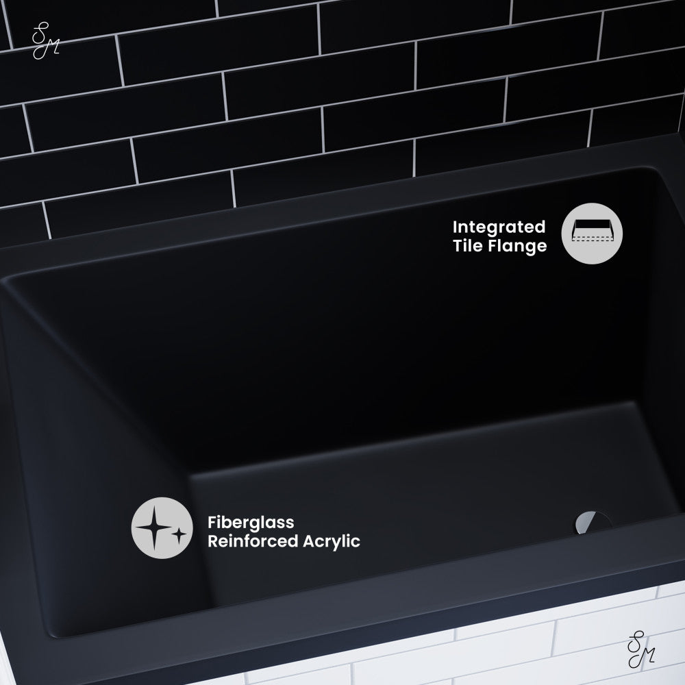 Swiss Madison Voltaire 48" x 32" Right-Hand Drain Alcove Bathtub in Matte Black