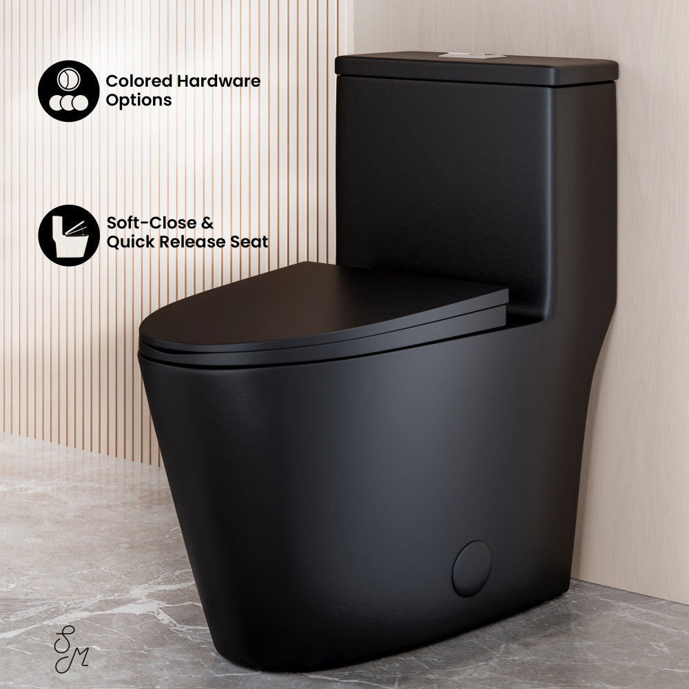 Swiss Madison Dreux One Piece Elongated Dual Flush Toilet with 0.95/1.26 GPF in Matte Black