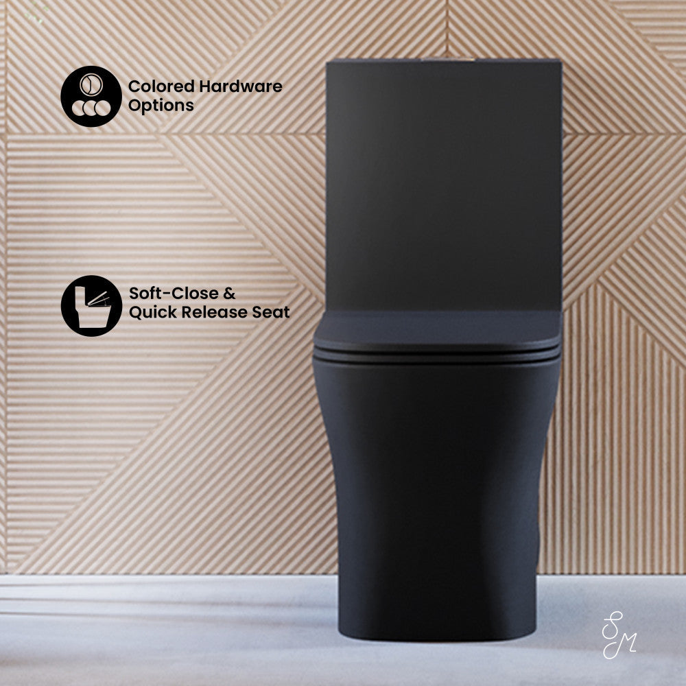 Swiss Madison Concorde One-Piece 12" Rough-in 1.1/1.6 GPF Dual Top Flush Square Toilet in Matte Black