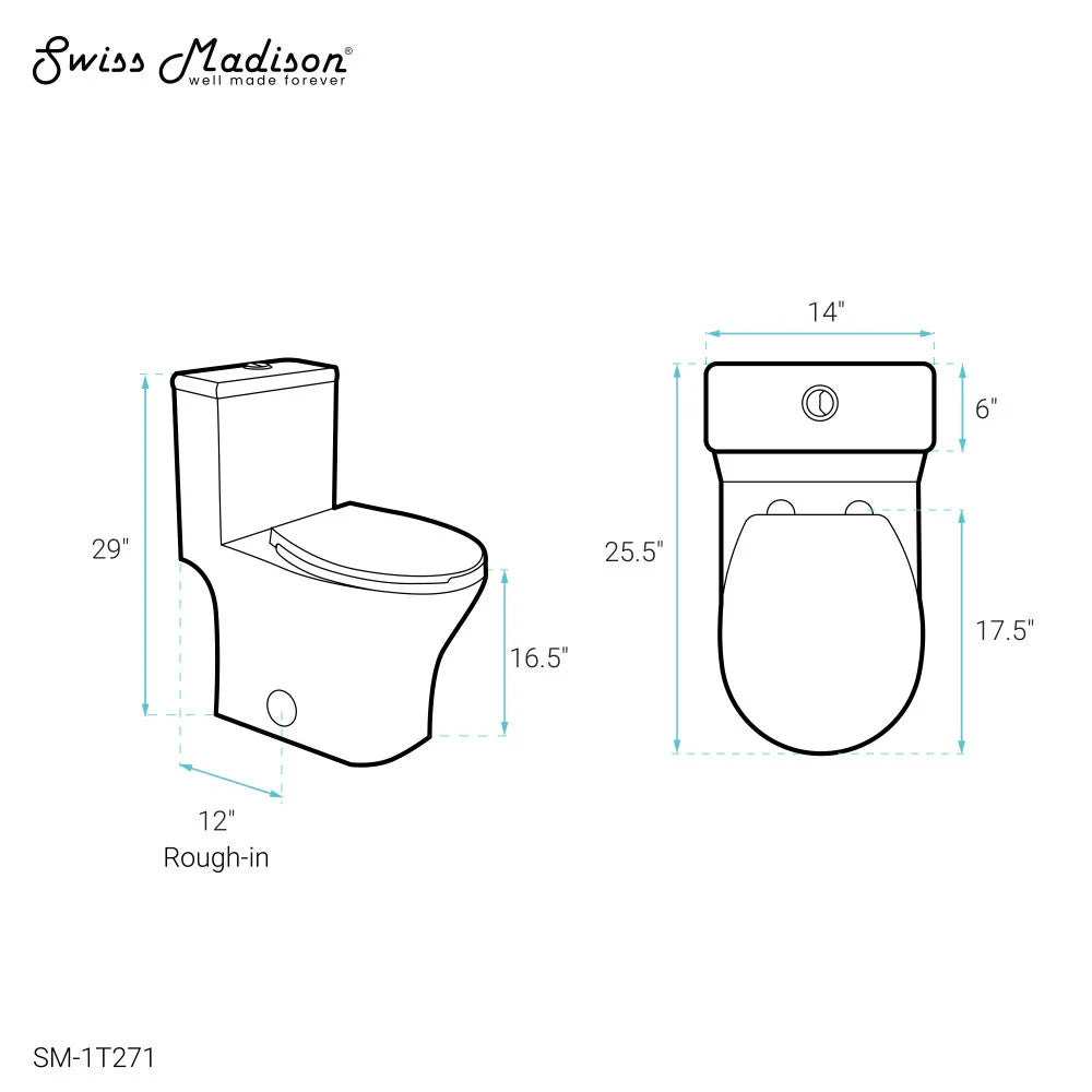 Swiss Madison Sublime III One-Piece Round Toilet Vortex™ Dual-Flush 0.95/1.26 gpf