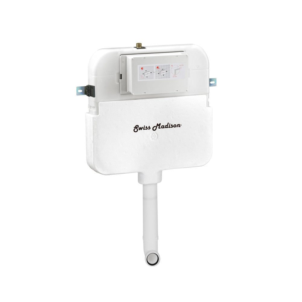 Swiss Madison St. Tropez Back-to-Wall Toilet Bundle 0.8/1.6 GPF Dual Flush in Glossy White with Brass Flush Plate