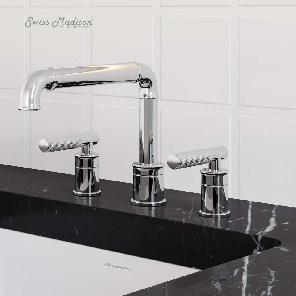 Swiss Madison Avallon 8 in. Widespread, Sleek Handle, Bathroom Faucet in Chrome