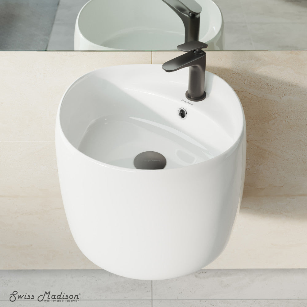 Swiss Madison Ivy 18 in. Ceramic Glossy White Wall Mount Sink